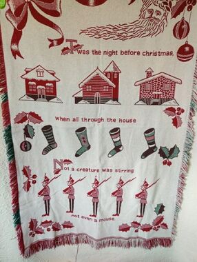 Night Before Christmas Throw Blanket Tapestry 62" X 42" Double Sided Designs